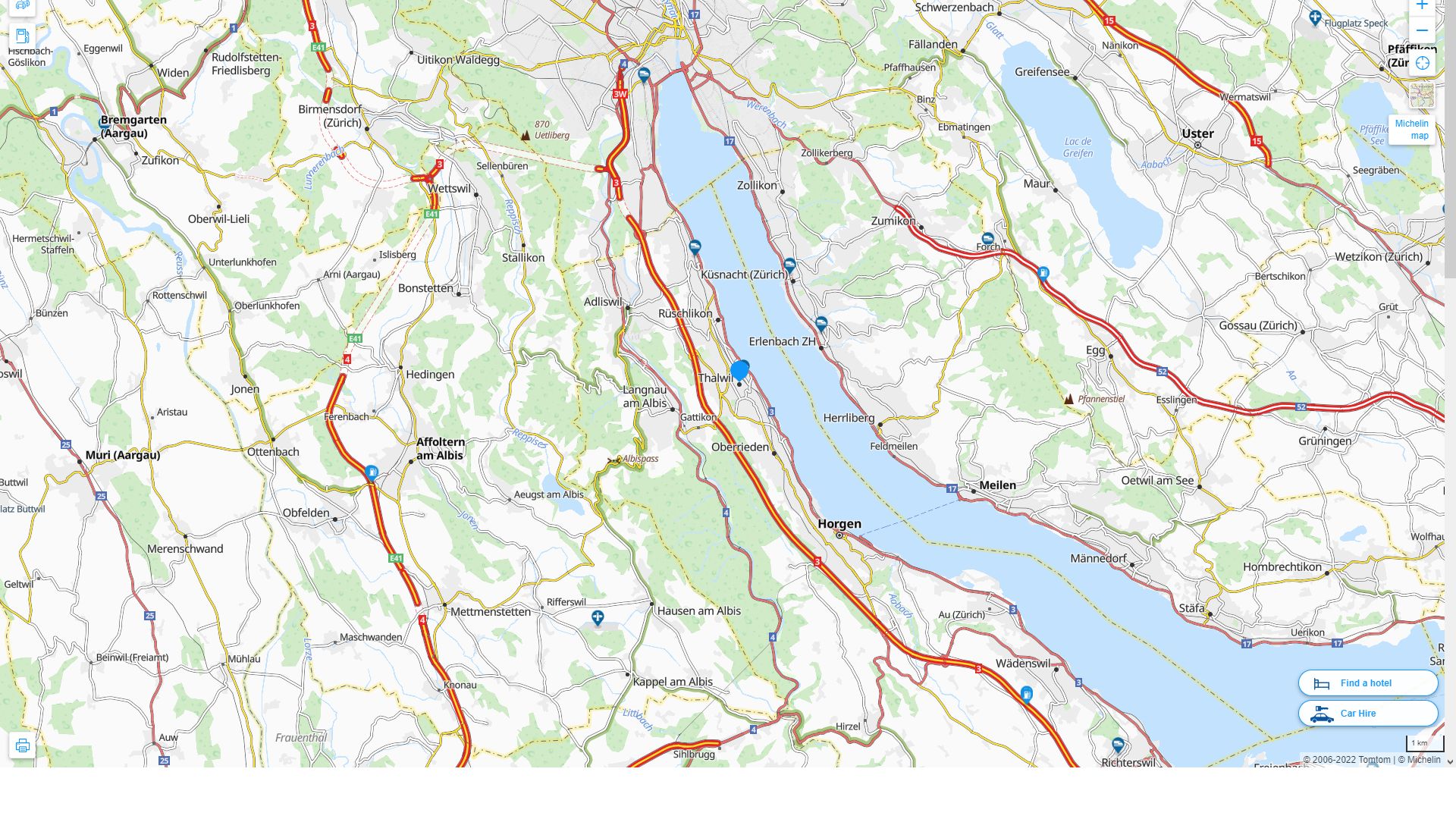 Thalwil Highway and Road Map